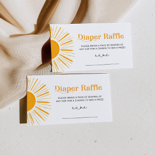Minimalist sun diaper raffle ticket enclosure card
