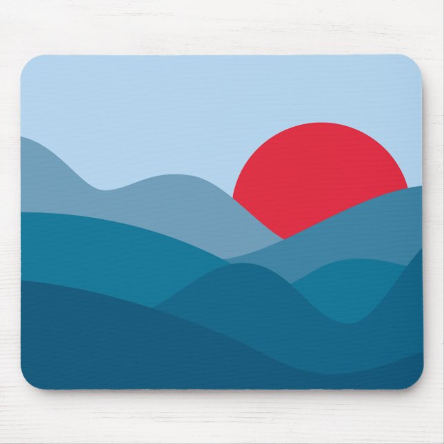 Minimalist Sun Prussian Blue Mouse Pad (Front)
