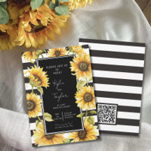 Minimalist Sunflower Black Stripe Wedding Shower