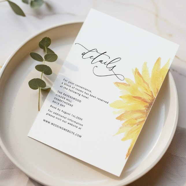 Minimalist sunflower boho wedding details enclosure card (Creator Uploaded)