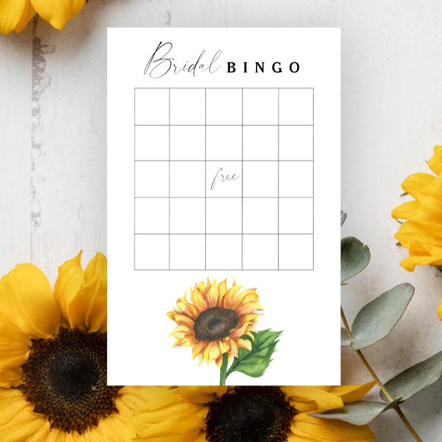Minimalist sunflower Bridal shower bingo game (Creator Uploaded)