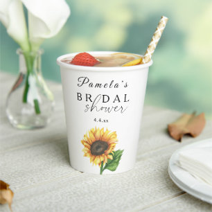 Minimalist sunflower Bridal Shower  Paper Cups