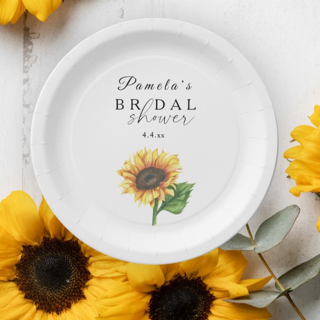 Minimalist sunflower Bridal Shower  Paper Plate (Creator Uploaded)