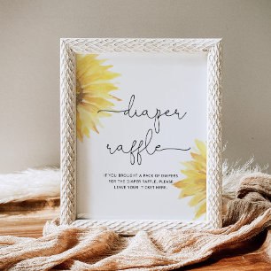Minimalist sunflower diaper raffle baby shower poster