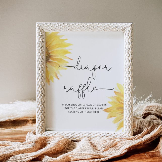 Minimalist sunflower diaper raffle baby shower poster (Creator Uploaded)