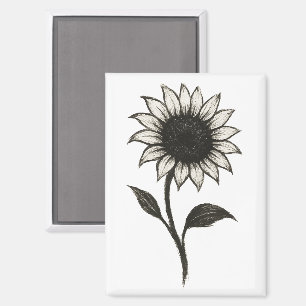 Minimalist Sunflower – Elegant Botanical Design on Magnet