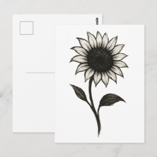 Minimalist Sunflower – Elegant Botanical Design on Postcard