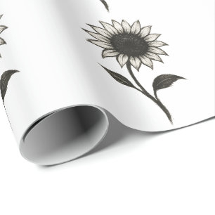 Minimalist Sunflower – Elegant Botanical Design on Wrapping Paper