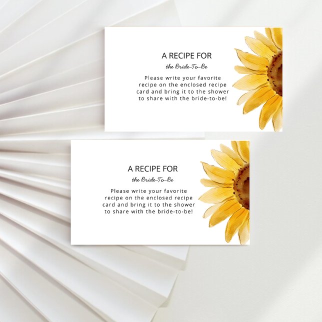 Minimalist sunflower Recipe for the bride to be  Enclosure Card (Creator Uploaded)
