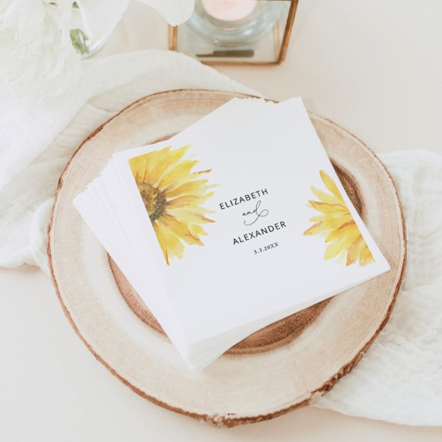 Minimalist sunflower wedding napkin (Creator Uploaded)