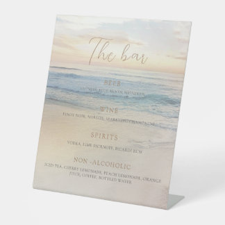 Minimalist Sunset Beach Wedding Pedestal Sign