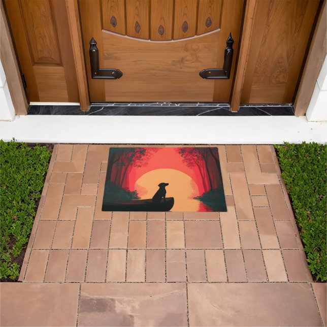 Minimalist Sunset Black Labrador Dog Doormat (Outdoor)