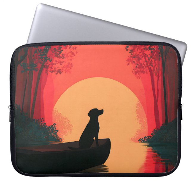 Minimalist Sunset Black Labrador Dog Laptop Sleeve (Front)