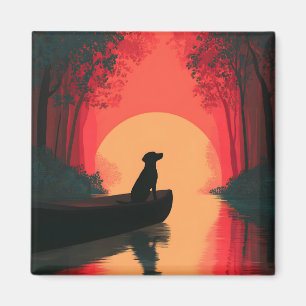 Minimalist Sunset Black Labrador Dog Magnet
