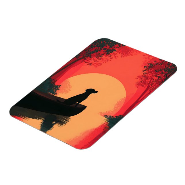 Minimalist Sunset Black Labrador Dog Magnet (Left Side)