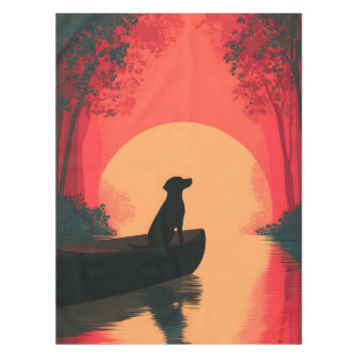 Minimalist Sunset Black Labrador Dog Tablecloth