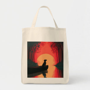 Minimalist Sunset Black Labrador Dog Tote Bag