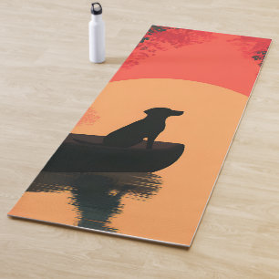 Minimalist Sunset Black Labrador Dog Yoga Mat