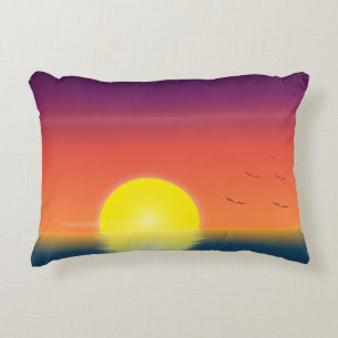 Minimalist Sunset Ocean Accent Pillow