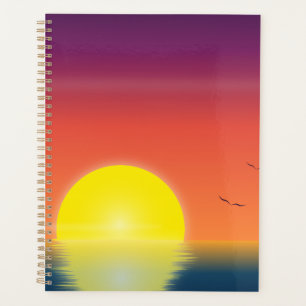 Minimalist Sunset Ocean Notebook Golden Hour Sea Planner