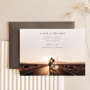 Minimalist Sunset Photo Wedding Thank You Card