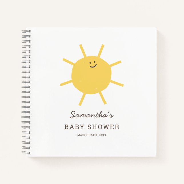 Minimalist Sunshine Baby Shower Guestbook Notebook (Front)
