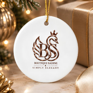 Minimalist Swan Custom Couple Names Keepsake Ceram Ceramic Ornament