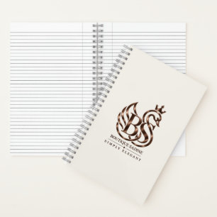 Minimalist Swan Line Art Bronze Spiral Notebook
