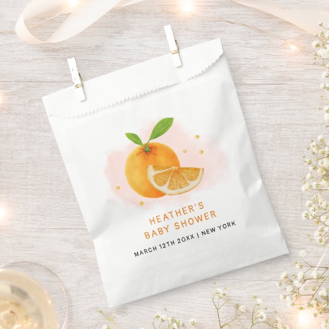 Minimalist Sweet Orange Citrus Baby Shower Favour Bag (Clipped)
