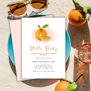 Minimalist Sweet Orange Citrus Baby Shower Invitation
