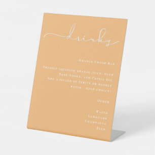 Minimalist Sweet Orange Drinks Menu Pedestal Sign