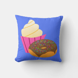 Minimalist Sweets - Cupcake and Doughnut Cartoon Cushion