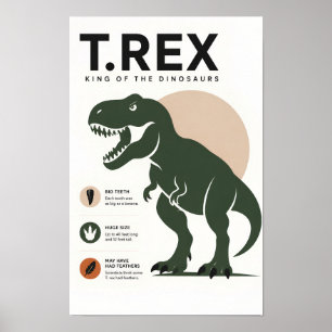 Minimalist T. Rex Educational Kids Room Poster