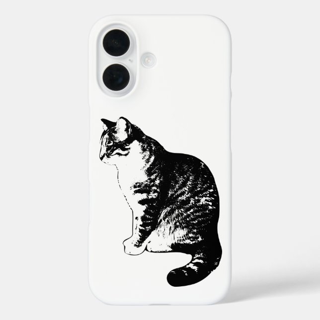 Minimalist Tabby Cat Side Profile Art iPhone Case (Back)