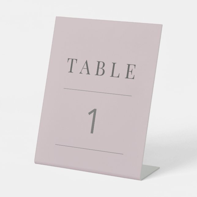 Minimalist Table Number Dusky Rose Pedestal Sign (Front)