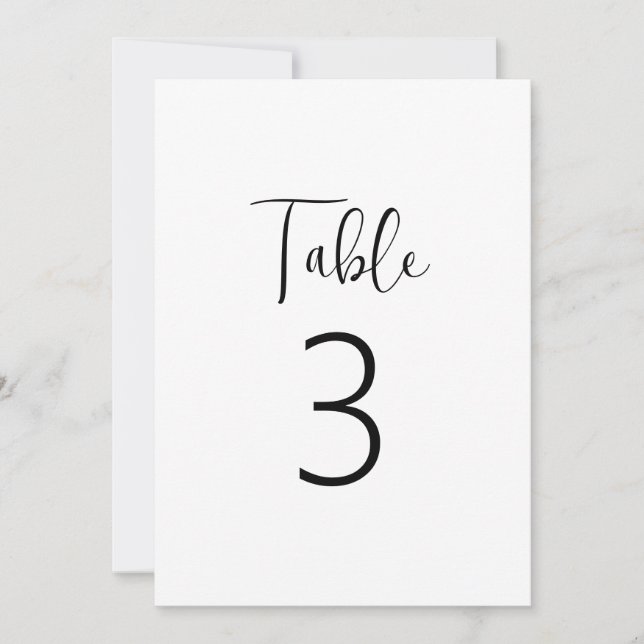 Minimalist Table Number in Classic Black and White (Front)