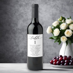 Minimalist Table Numbers Wedding  Wine Label