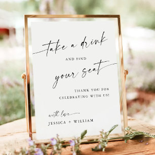 Minimalist Take a Drink Wedding Seating Sign