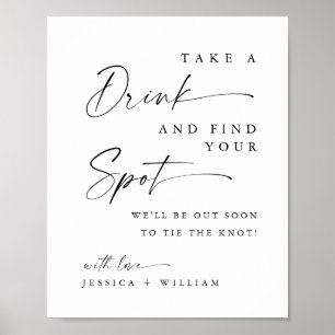 Minimalist Take a Drink Wedding Seating Sign