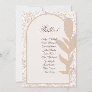 ​Minimalist Tan Botanical Arch Seating Chart Card