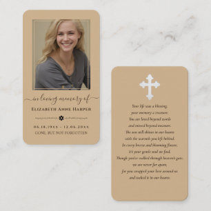 Minimalist Tan Cross In Loving Memory Photo Card