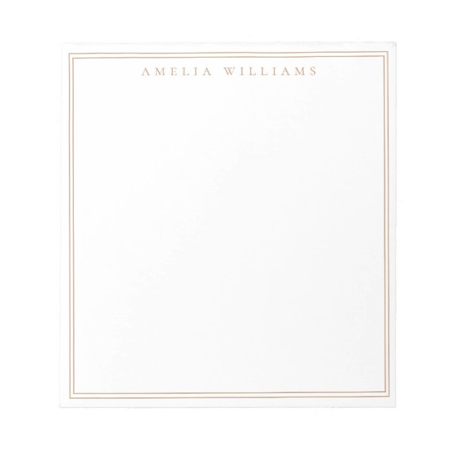 Minimalist Tan Monogram Two Border Notepad (Front)