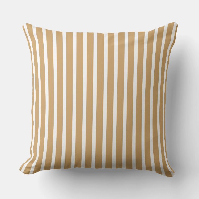 Minimalist Tan Stripe Pattern on White Back Cushion (Front)