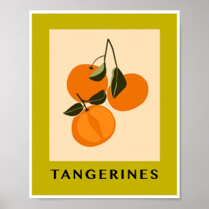 Minimalist Tangerines Citrus Fruit Kitchen Art Poster