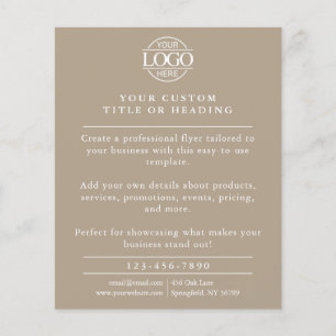 Minimalist Taupe Beige Business Logo Promotional Flyer