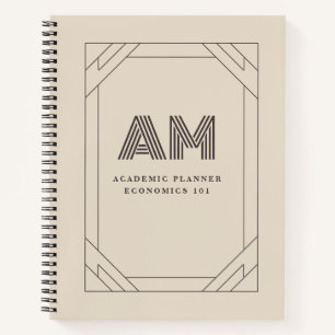 Minimalist Taupe Beige Geometric Custom Monogram  Notebook