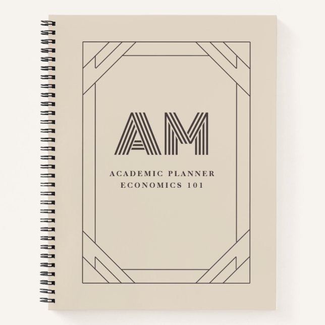 Minimalist Taupe Beige Geometric Custom Monogram  Notebook (Front)