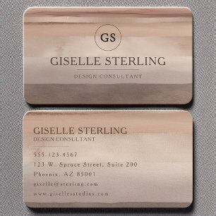 Minimalist Taupe Brown Watercolor Professional Business Card