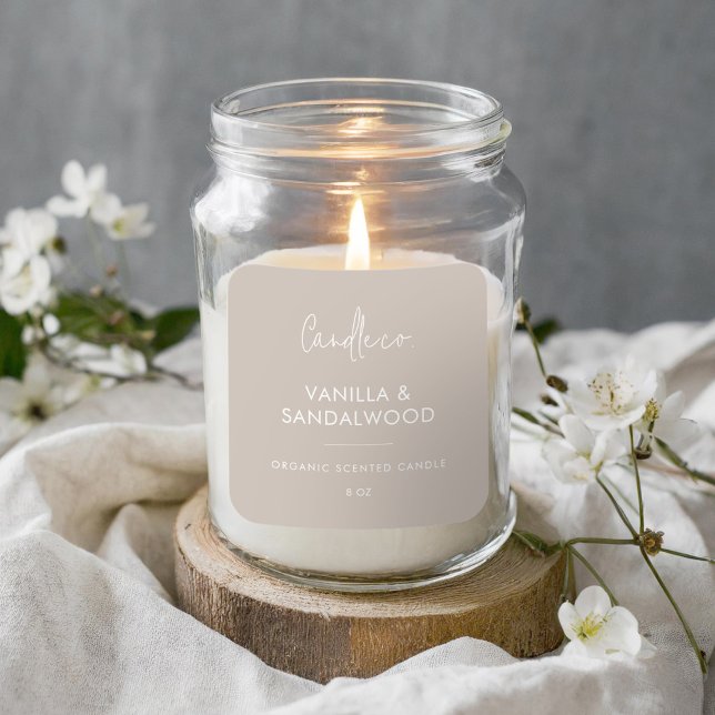 Minimalist Taupe Custom Candle Label (Creator Uploaded)