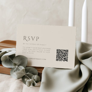 Minimalist Taupe Ivory Wedding RSVP Card QR code